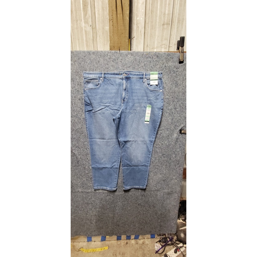 Terra & Sky Women's High Rise Straight Leg Petite Blue Jeans Size 26W NWT